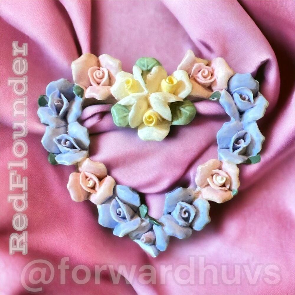 Floral Heart Shaped Brooch - Unique Hand Crafted Elegance